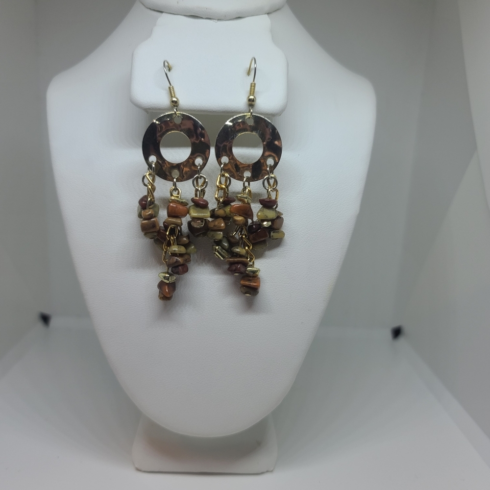 Handmade vintage stone dangle earrings